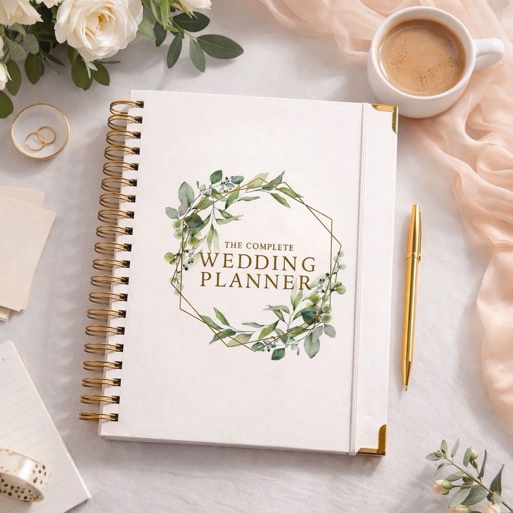 Complete Wedding Planner Organizer Floral Gold Undated Bridal Engagement Gift